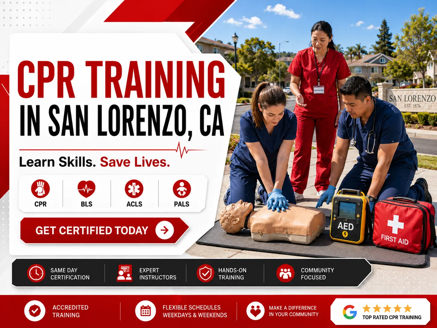 CPR, BLS, ACLS, PALS & First Aid Classes Near San Lorenzo, CA