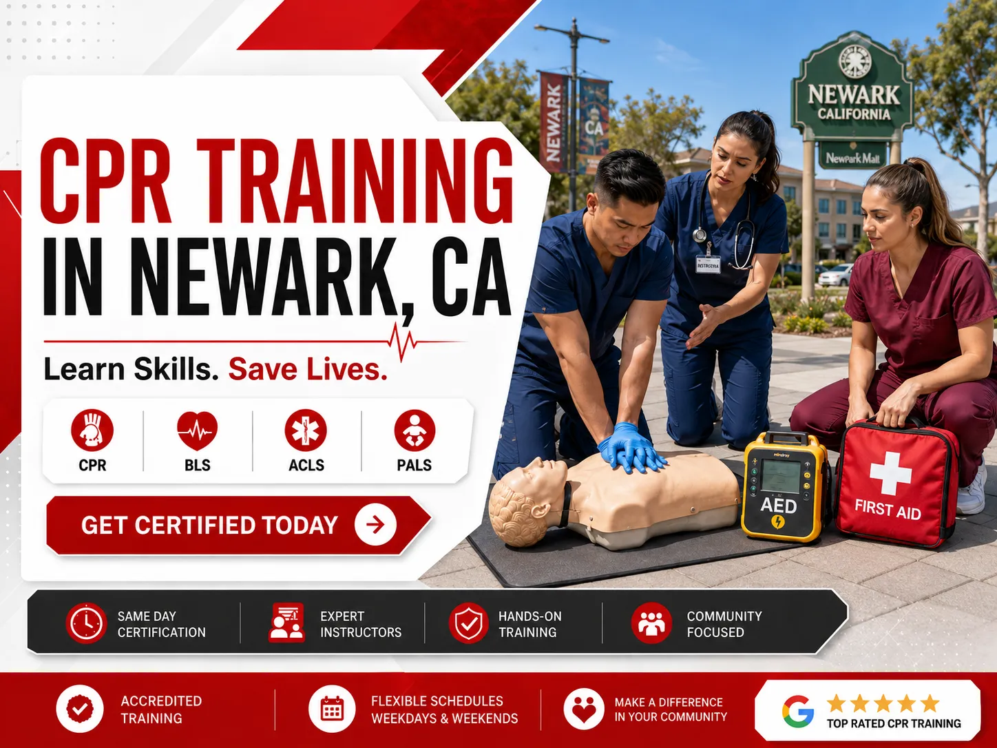 CPR BLS training session with AHA-certified instructor in Newark, CA