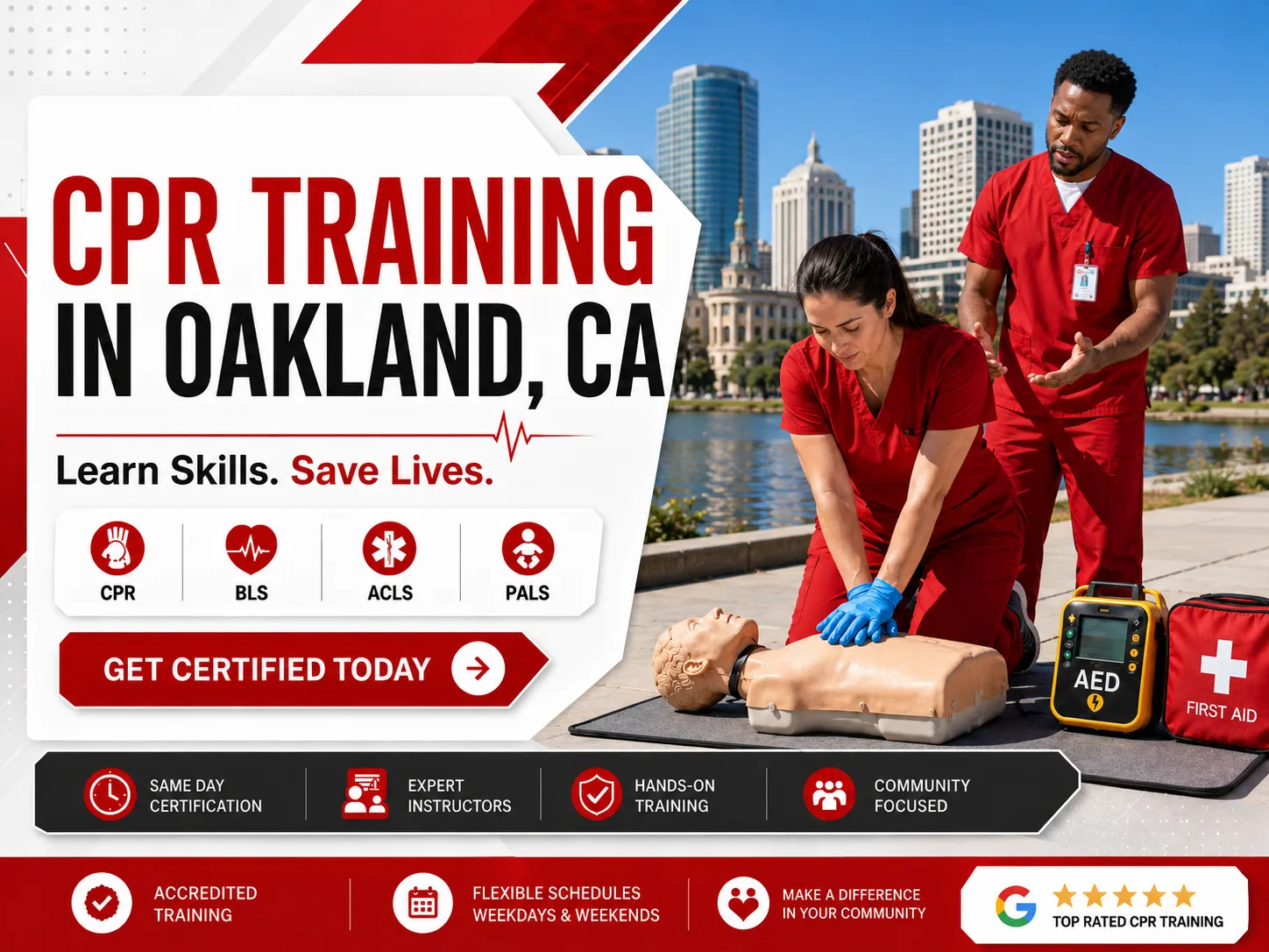 CPR compression technique training in Oakland, CA certification course