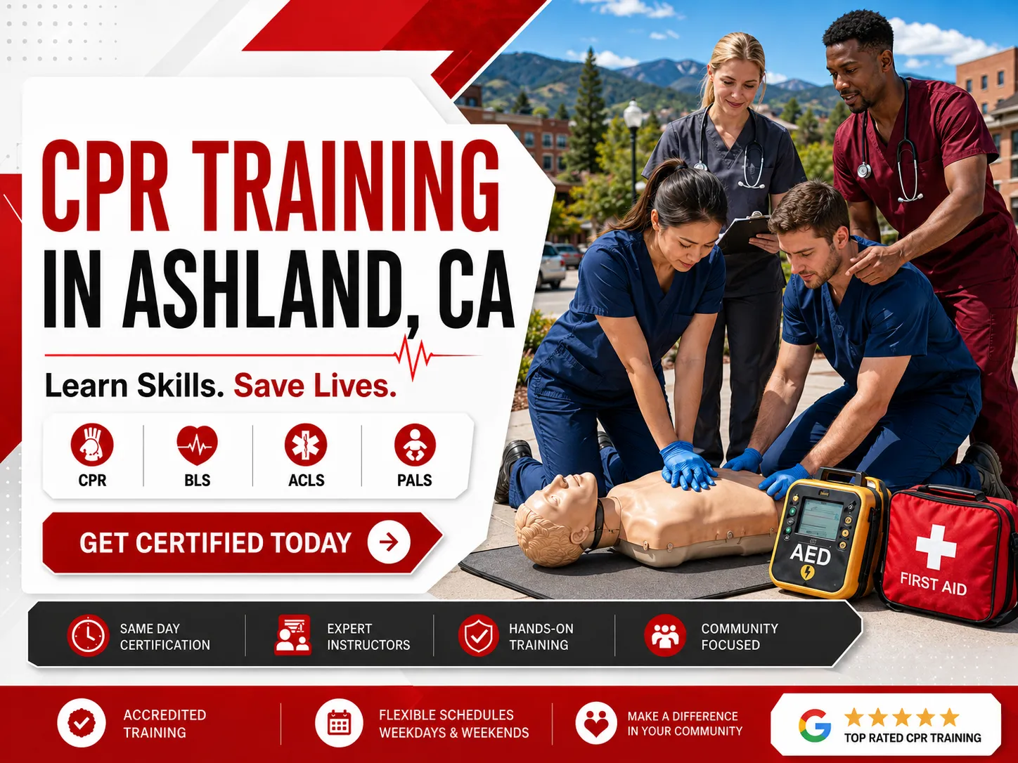 CPR, BLS, ACLS, PALS & First Aid Classes Near Ashland, CA