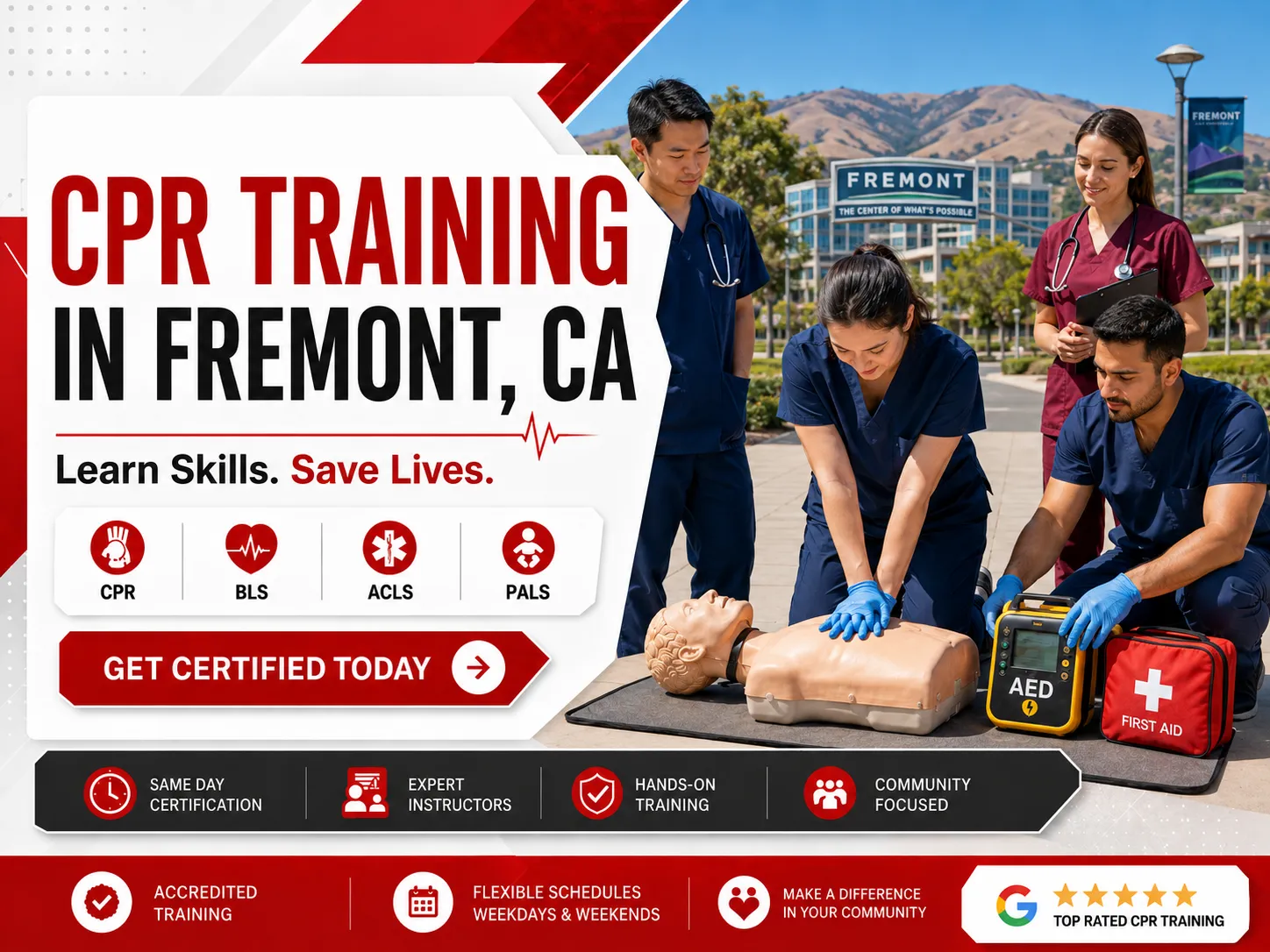 Certified CPR instructor teaching BLS class in Fremont, CA