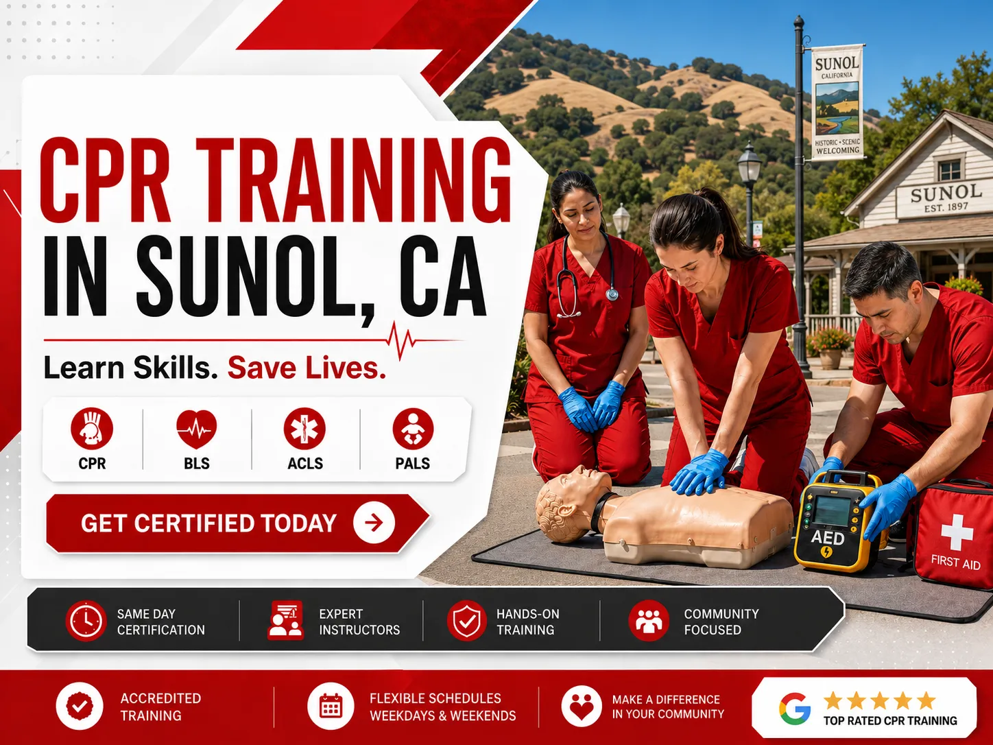 CPR, BLS, ACLS, PALS & First Aid Classes Near Sunol, CA