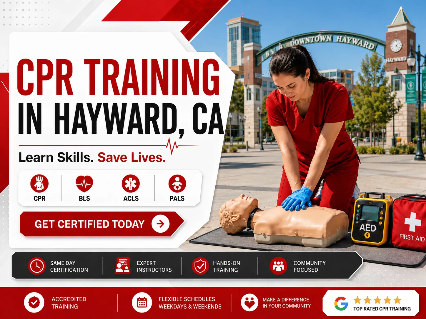Hands-on CPR and BLS certification training in Hayward, CA